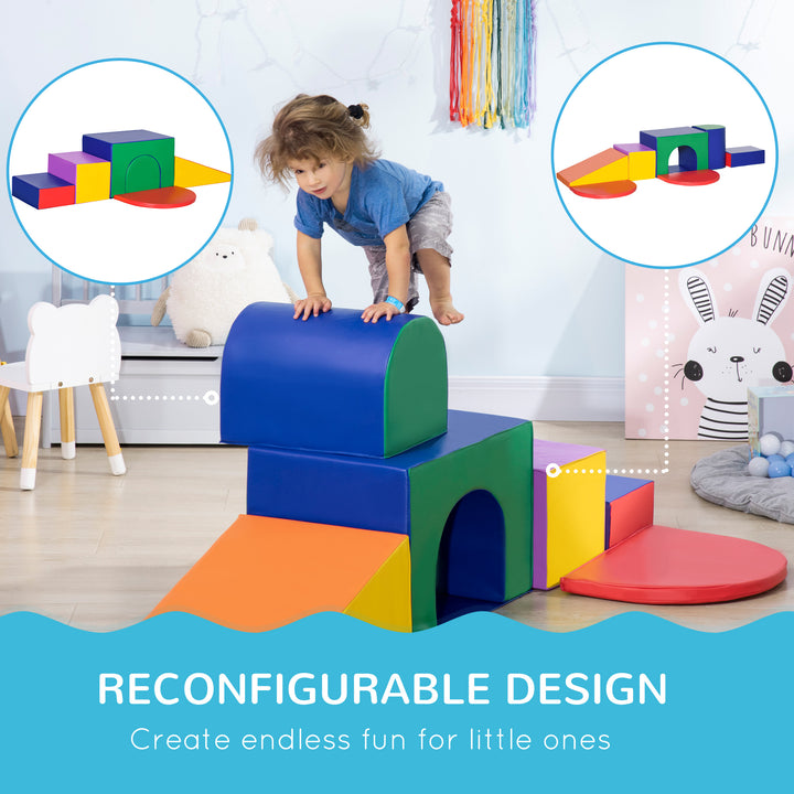 HOMCOM 7-piece Soft Play, Climb and Crawl Foam, Toddler Stairs and Ramp, Colourful Kids' Educational Software, Toys for Baby Preschooler | Aosom UK