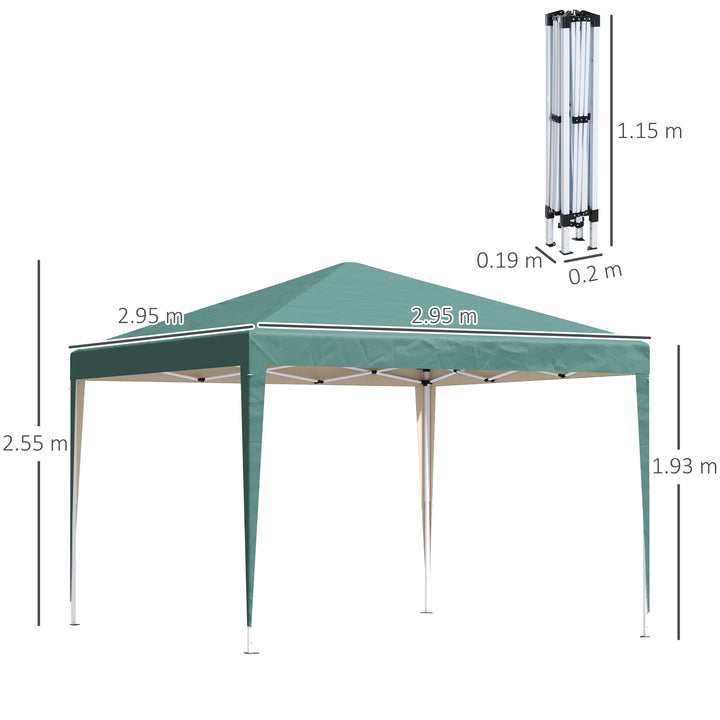 Outsunny Heavy Duty Garden Marquee, 3 x 3 Meter Party Tent with Folding Design, Wedding Canopy Rentals, Green | Aosom UK