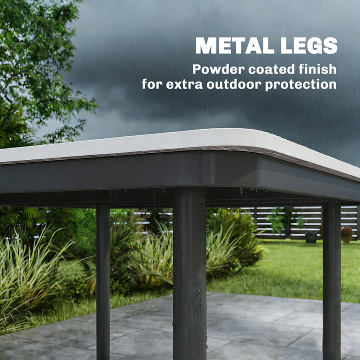 Garden Dining Table for 4, 85 cm Square Outdoor Table with Umbrella Ho