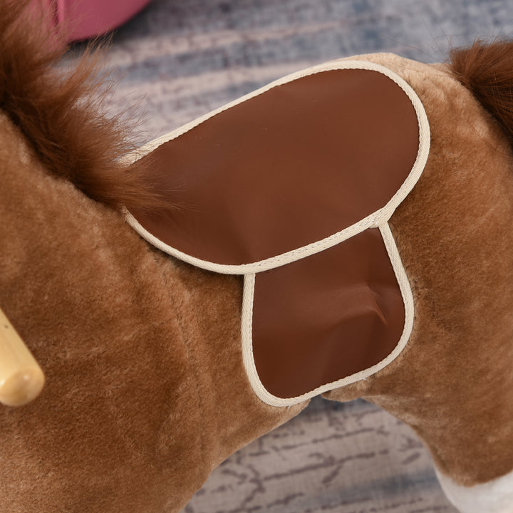 Kids Classic Rocking Horse, with Moving Mouth, Neighing Sounds, Brown