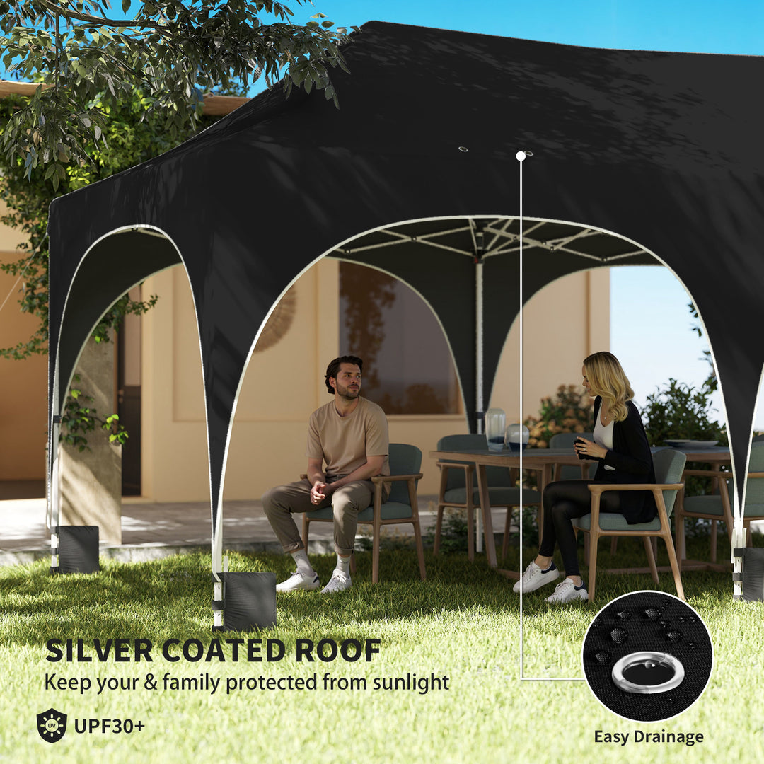 3 x 6m Pop Up Gazebo Shelter with Sides, 6 Sandbags, Peak Top Garden P