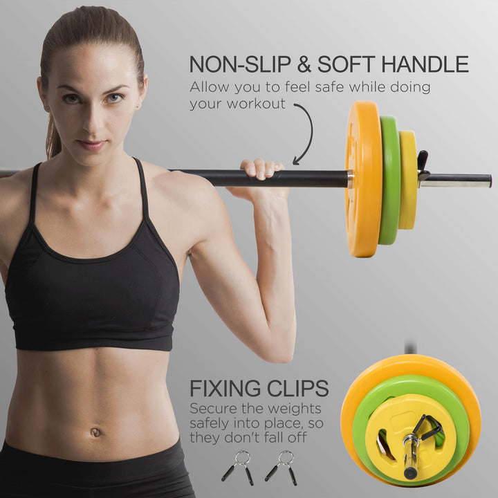 20kg Barbell Weights Set, Adjustable Weights with Non-slip Handle, for Women and Men Home Gym Exercise Weight Strength Training