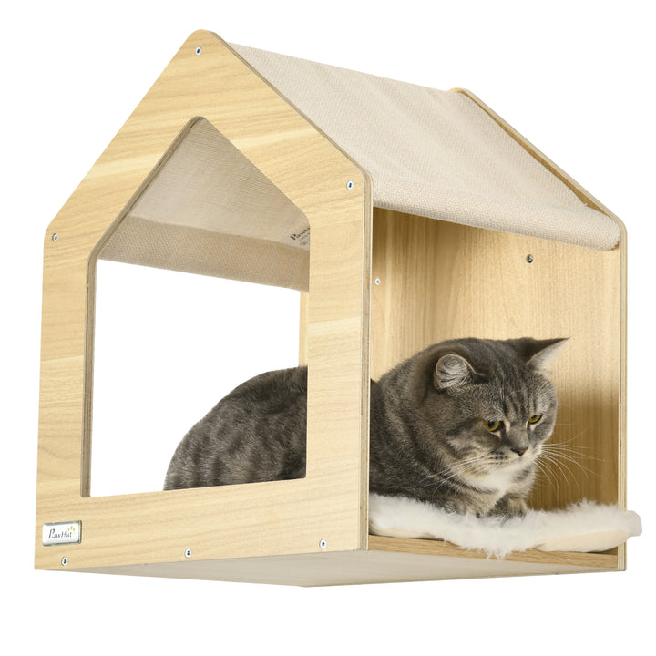 8 Piece Cat Shelves Set, with Cat House, Three Perches, Three Scratchi