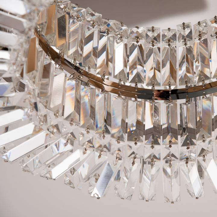 Crystal Ceiling Light Modern Chandeliers Stainless Steel Pendant Lights with Crystal Decorations for Living Room Bedroom Dining Room Hall Silver