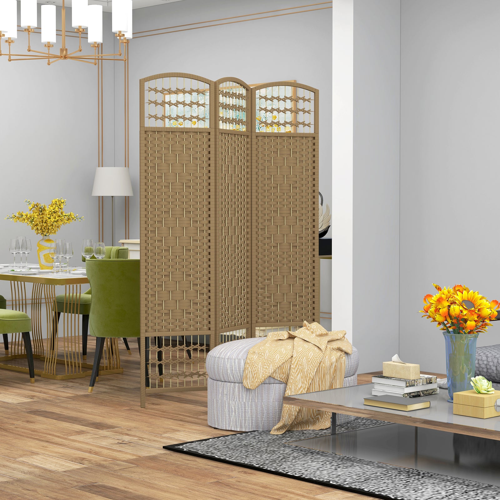 3 Panel Folding Room Divider, Privacy Screen, Paravent Partition Separ