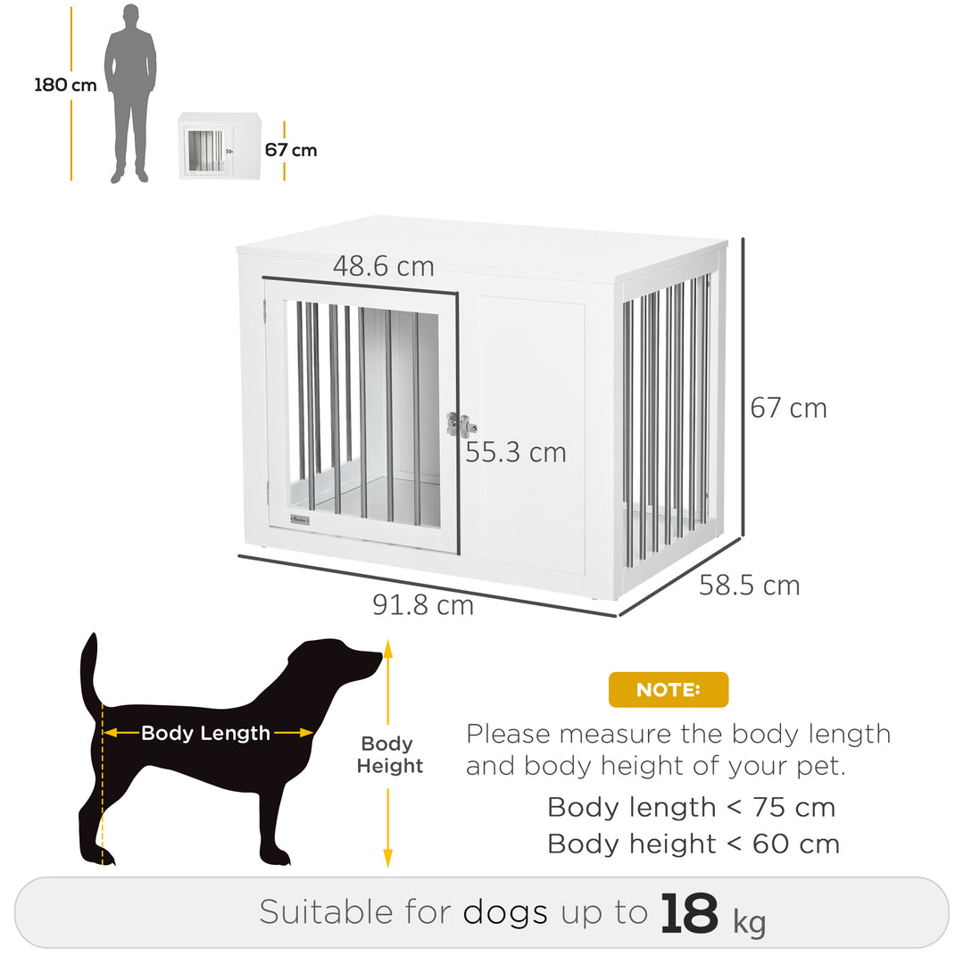MCL 2-in-1 Dog Cage and Side Table, with Two Lockable Doors, for Medium Dogs - White
