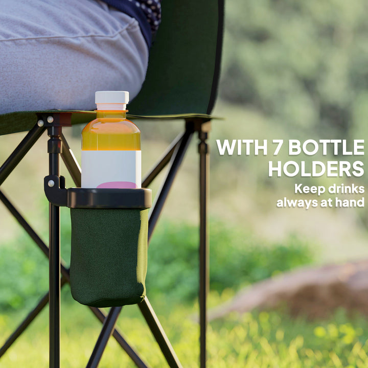 6 Seater Folding Camping Chair with Cup Holder &amp; Carry Bag - Green