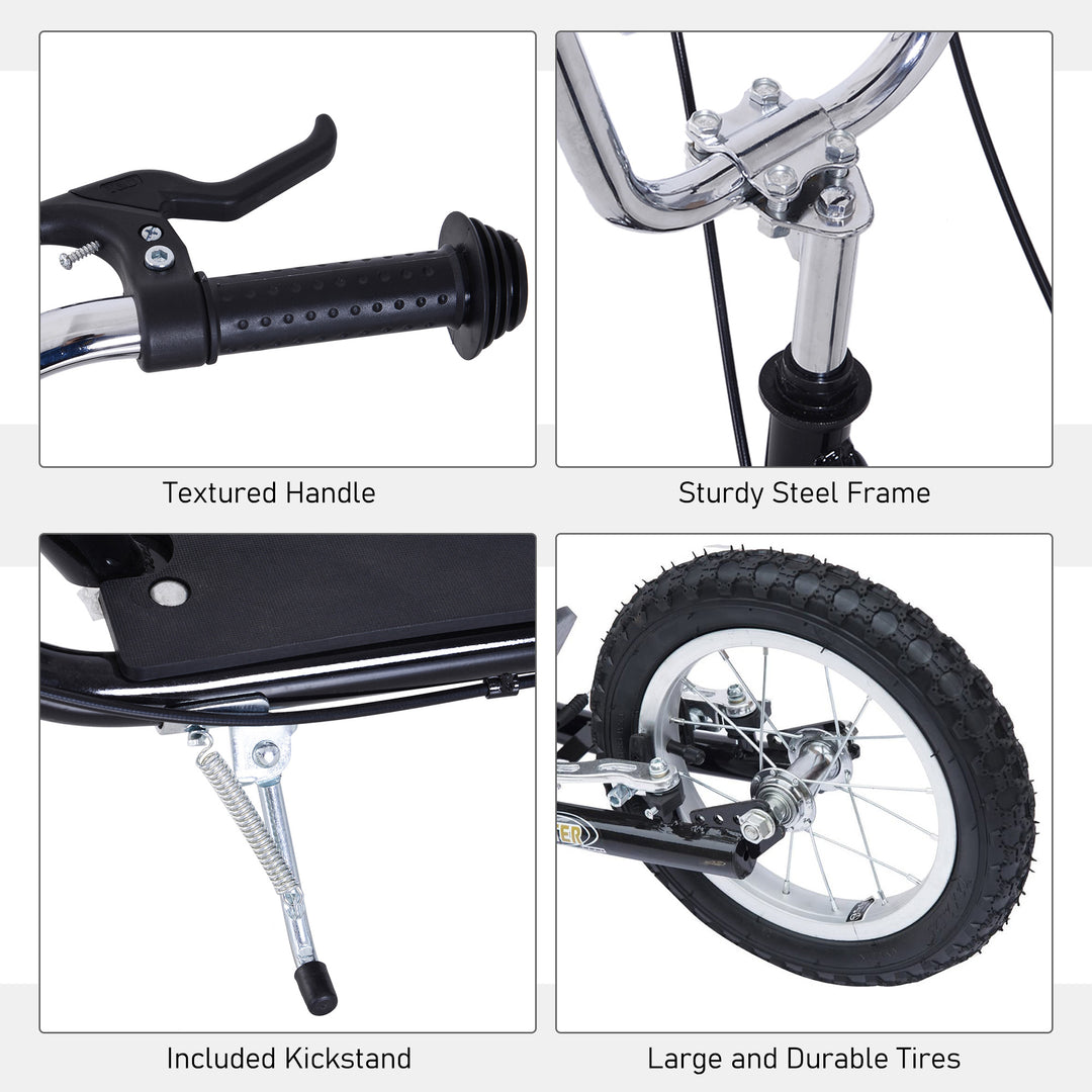 Kids Scooter, Teen Kick Scooter with Rubber Wheels, 16" Front Wheel, Height Adjustable Handlebar, Dual Brakes, Kick Stand, for 5+ Years, Black