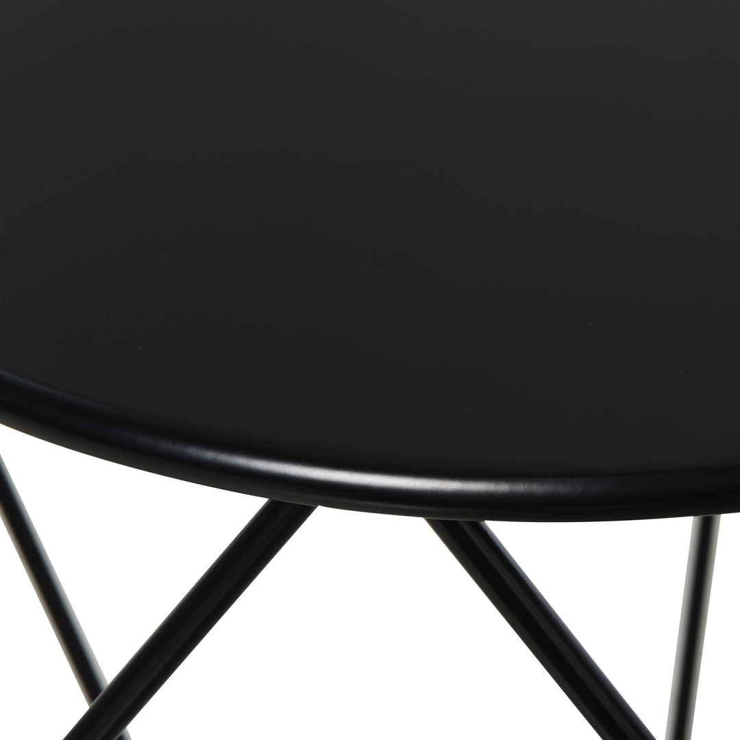 Round Side Table, Minimalist End Table with Steel Frame, Small Coffee Table for Living Room, Bedroom, Black