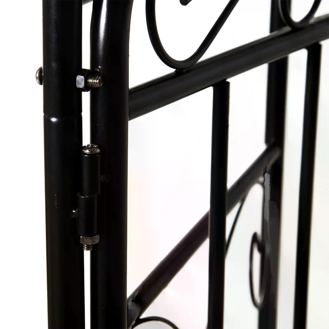 MCL Garden Decorative Metal Arch with Gate Outdoor Patio Trellis Arbor for Climbing Plant Archway Antique Black - 108L x 45W x 215Hcm