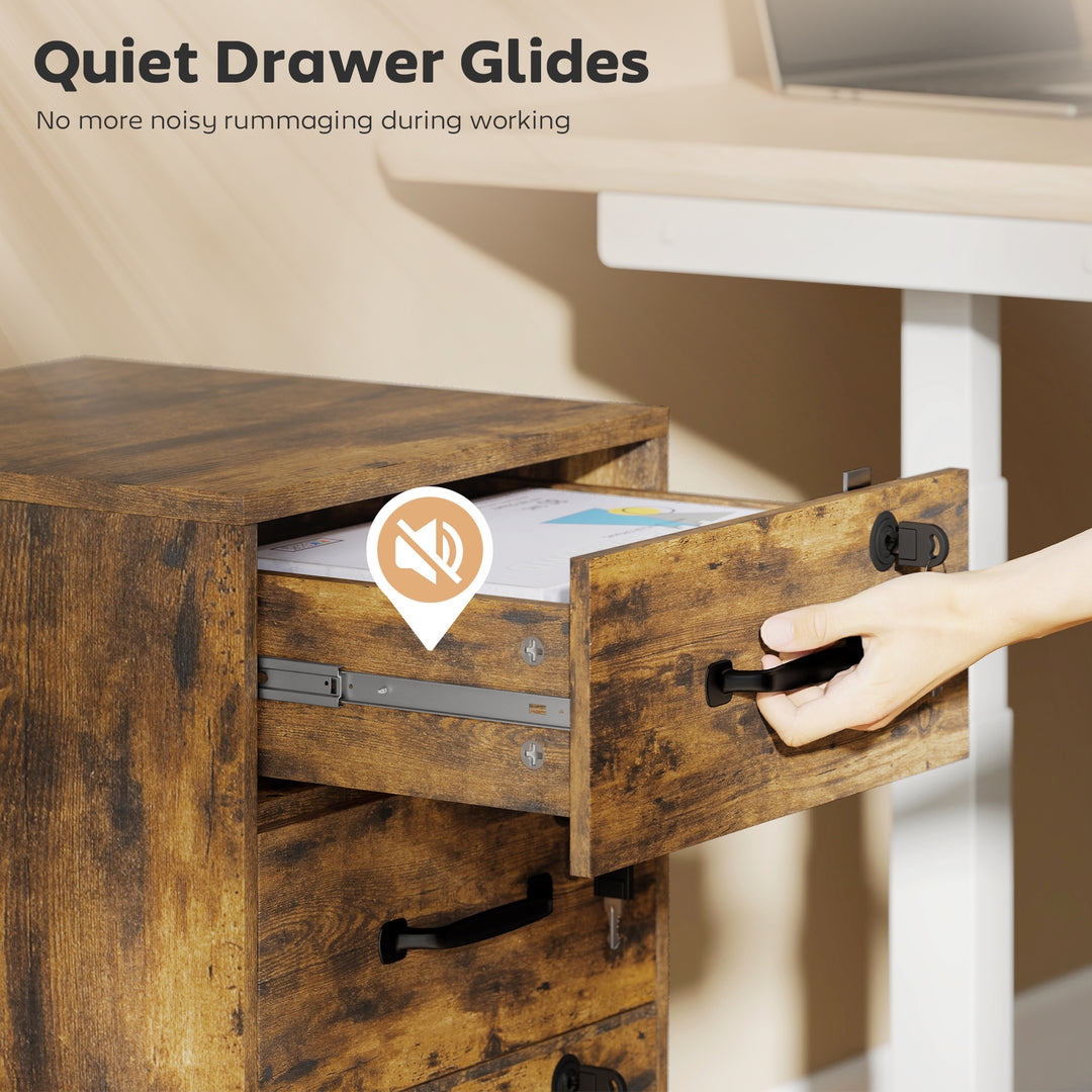 Three Drawer Wood-Effect Filing Cabinet