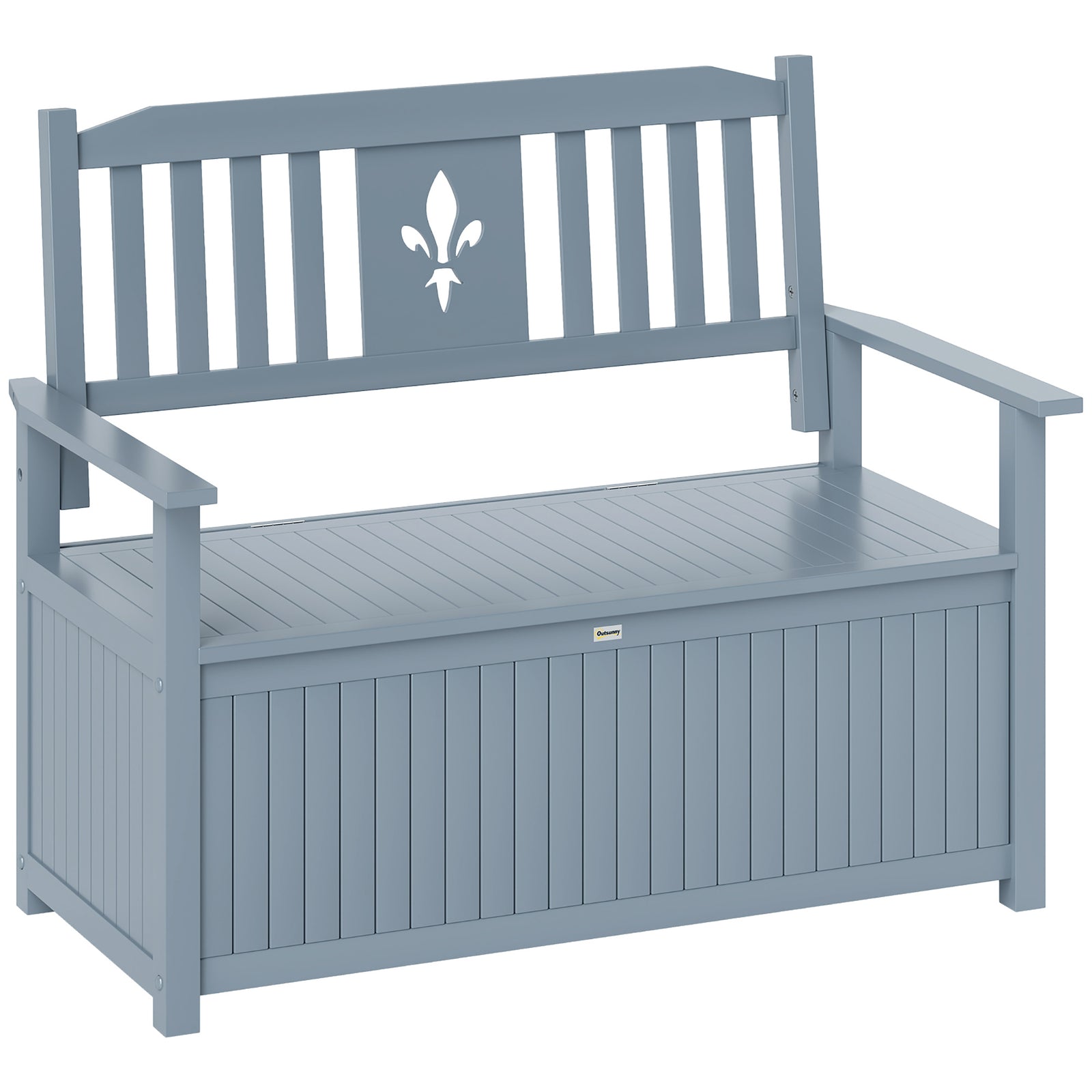 Two-Seater Wooden Storage Bench - Grey