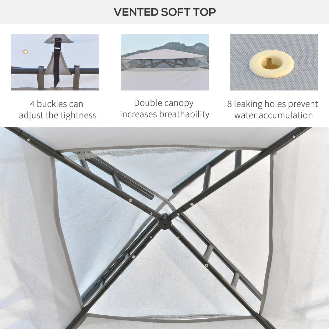 3 x 3 m Metal Gazebo, Garden Pavillion, Double Roof Outdoor Canopy Shelter with Mesh Sidewalls, Grey