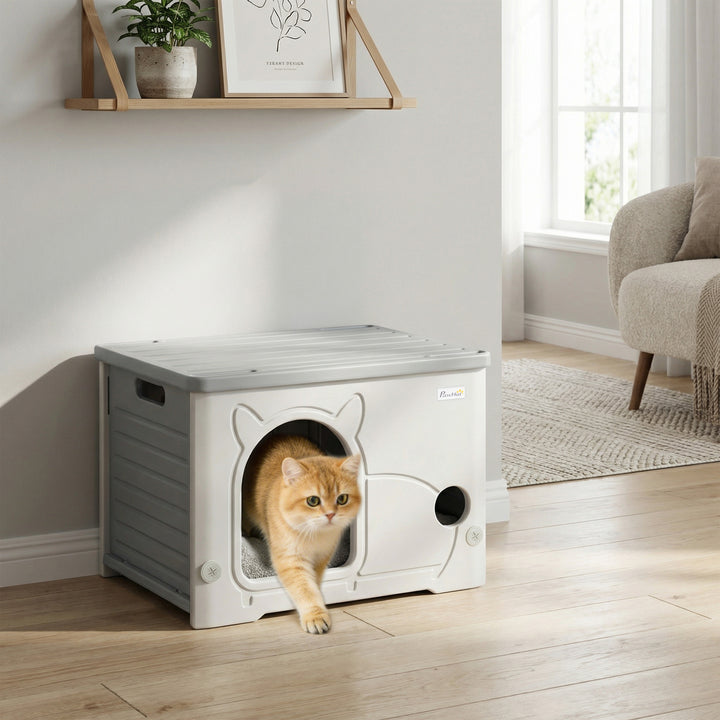 Cat House Stackable Pet Shelter with Removable Cushion for Indoor Outd