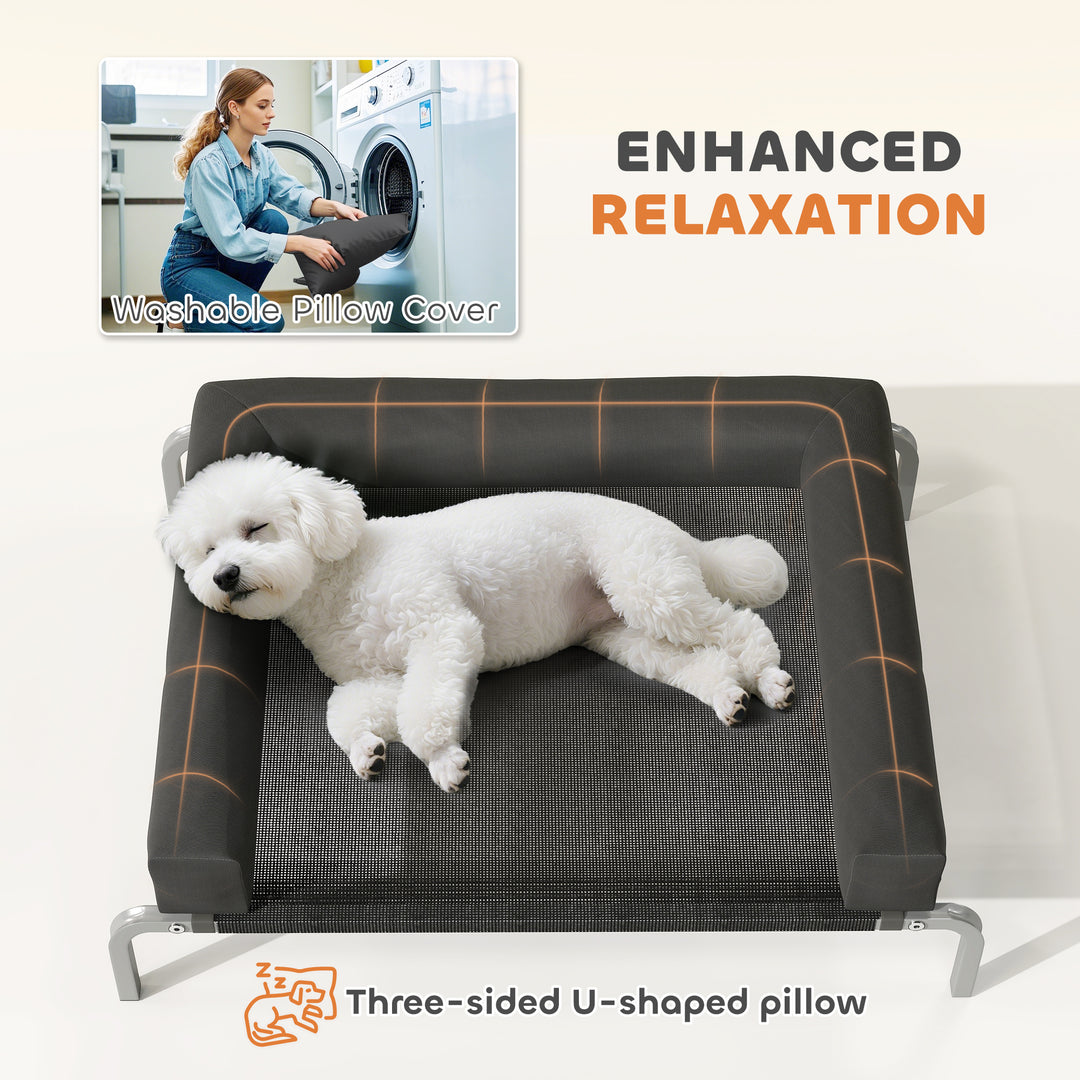 Elevated Dog Bed with Removable Bolsters, Raised Dog Bed for Small Bre