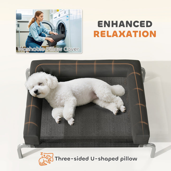 Elevated Dog Bed with Removable Bolsters, Raised Dog Bed for Small Bre