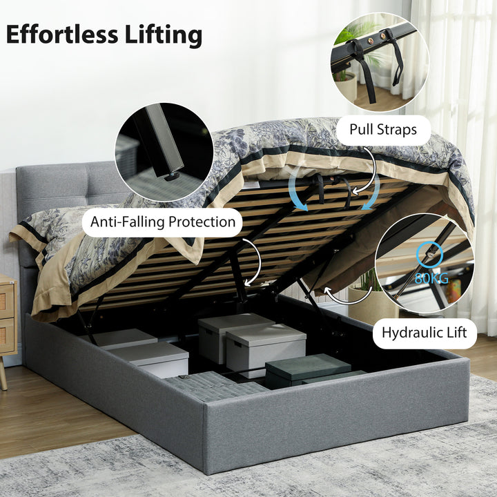 MCL 4ft6 Double Ottoman Bed with Gas Lift Storage - Grey