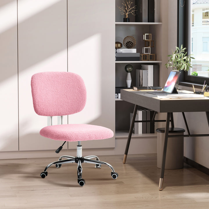 Teddy Fleece Armless Office Chair - Pink