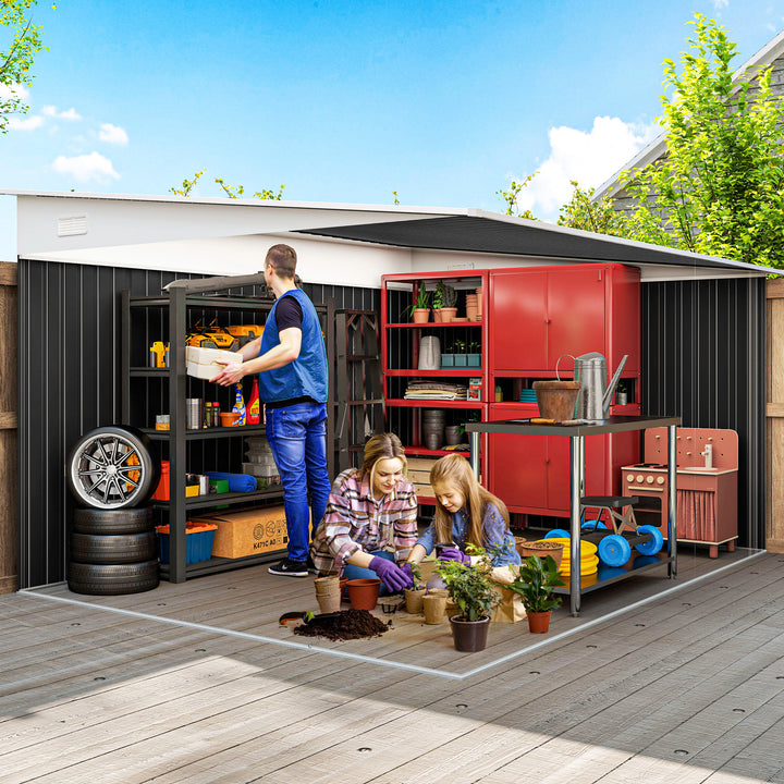 3.3 x 2.68m Corrugated Metal Shed - Black