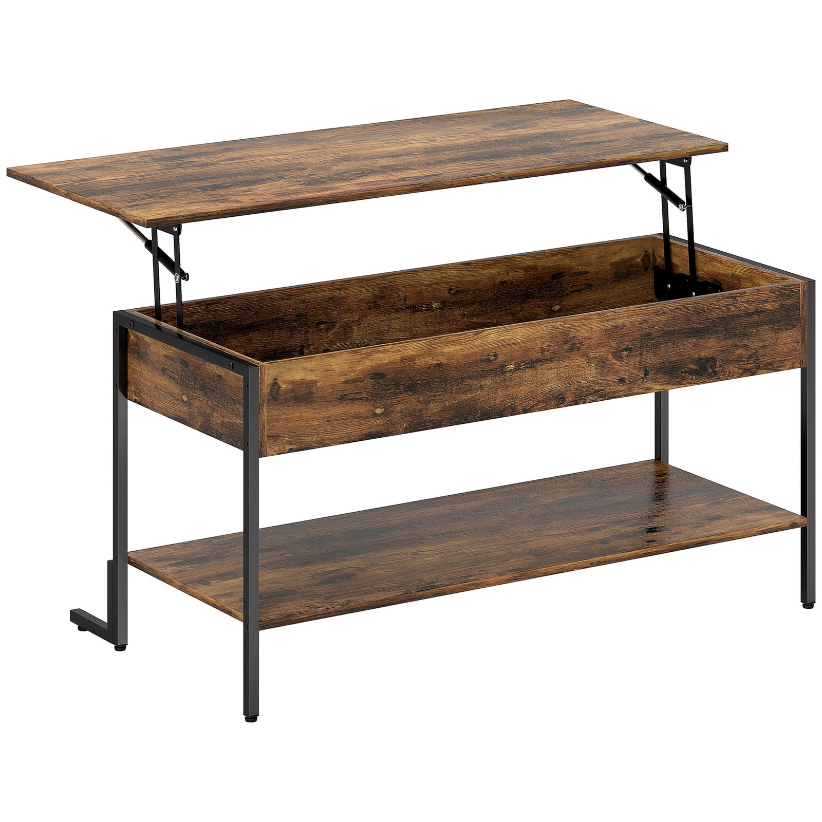 Lift-Top Coffee Table, with Storage - Rustic Brown