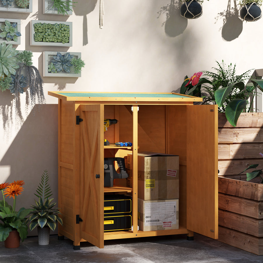 46.5 x 97cm Compact Wooden Storage Shed - Yellow