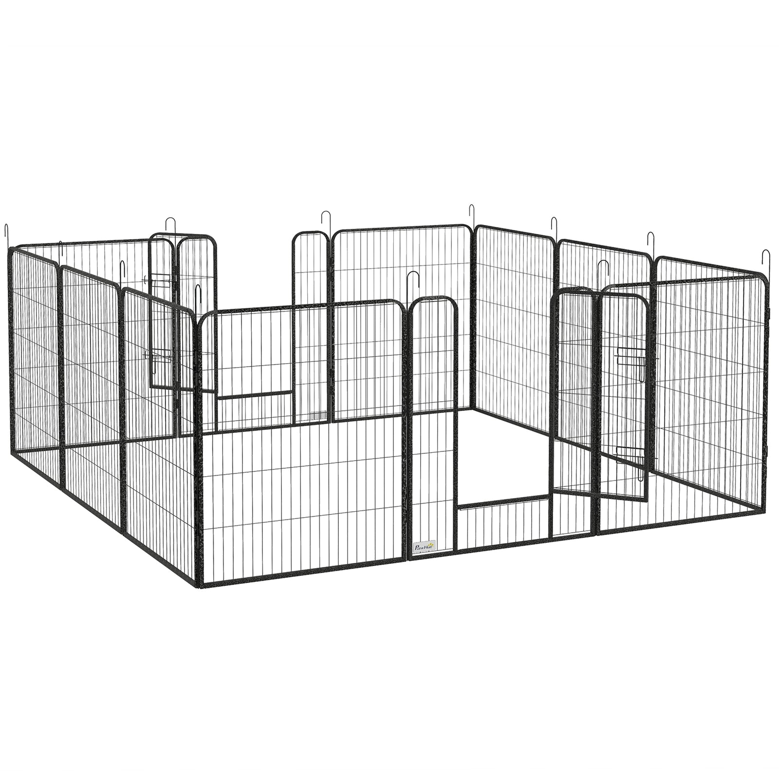 12 Panels Heavy Duty Puppy Playpen, for Small Dogs, Indoor and Outdoor Use - Silver
