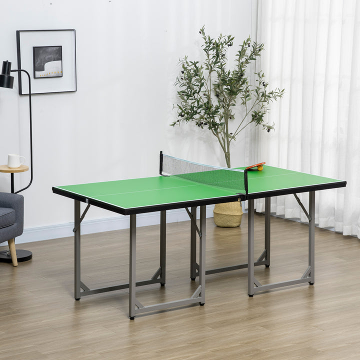 HOMCOM 182cm Mini Tennis Table Folding Ping Pong Table with Net Multi