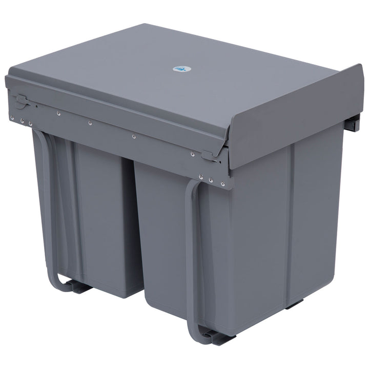 MCL Kitchen Recycle Waste Bin Pull Out Soft Close Dustbin Recycling Cabinet Trash Can Grey (40L (1x20L+2x10L))