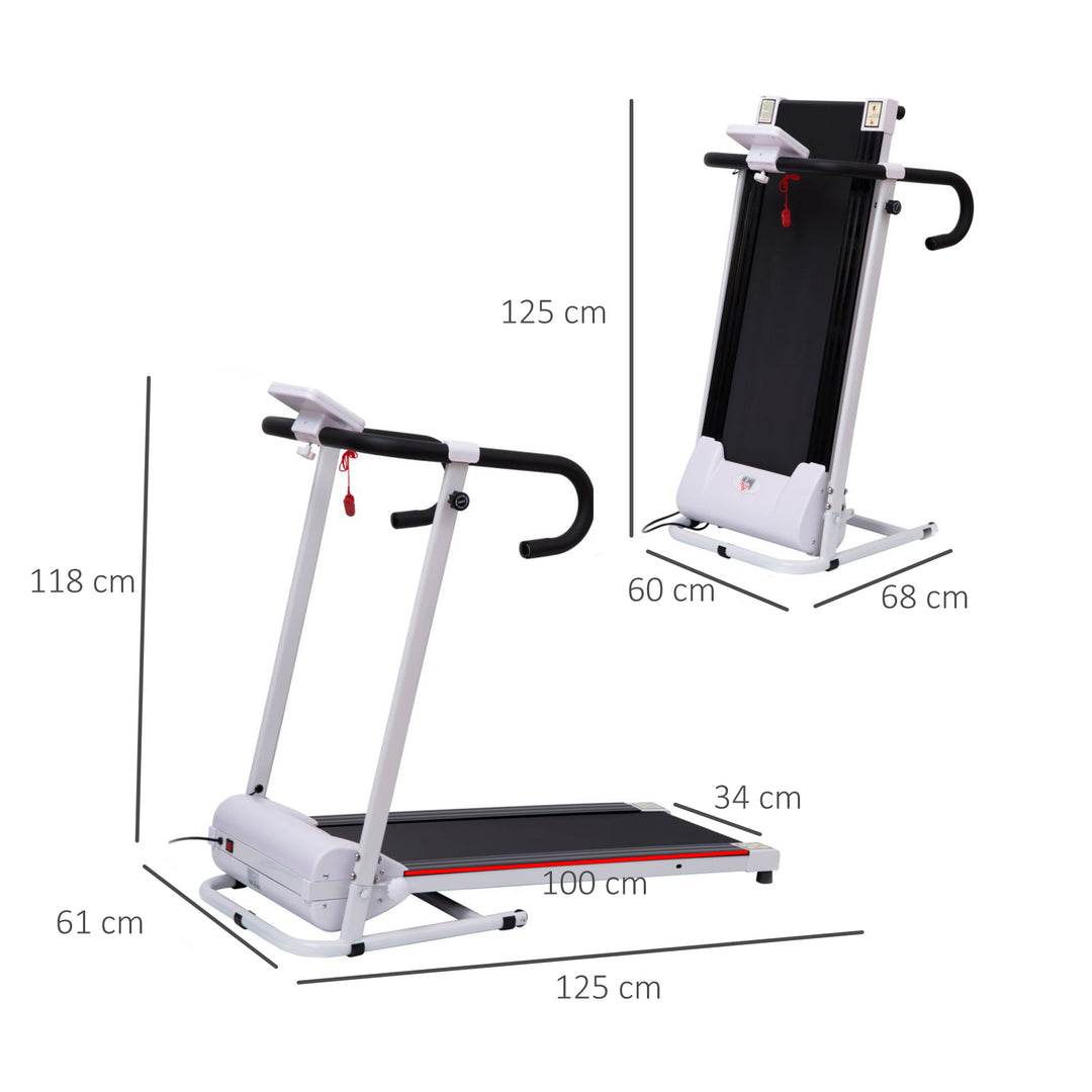 Folding Treadmill with Incline, Walking Pad Treadmill for Home, 1-10km/h Under Desk Running Machine with LCD Display and Wheels, No Assembly, White