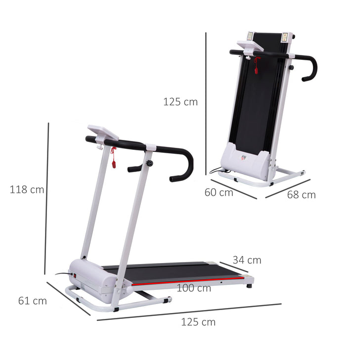 Folding Treadmill with Incline, Walking Pad Treadmill for Home, 1-10km/h Under Desk Running Machine with LCD Display and Wheels, No Assembly, White