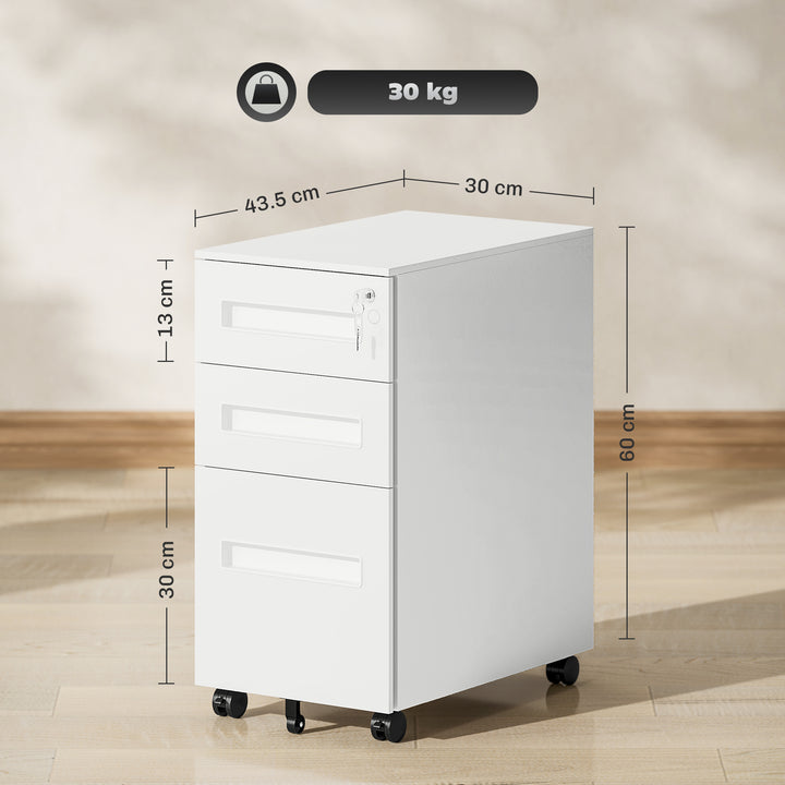 Three-Drawer Steel Filing Cabinet - White