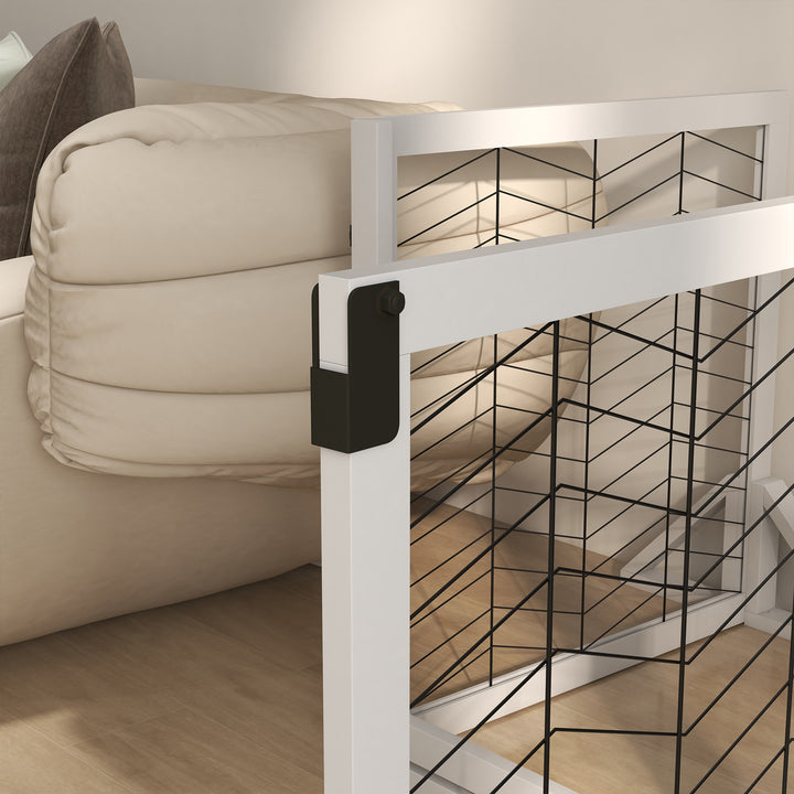 8 Panels Foldable Pet Gate with Support Feet, for House, Doorway, Stairs, Small and Medium Dogs - White