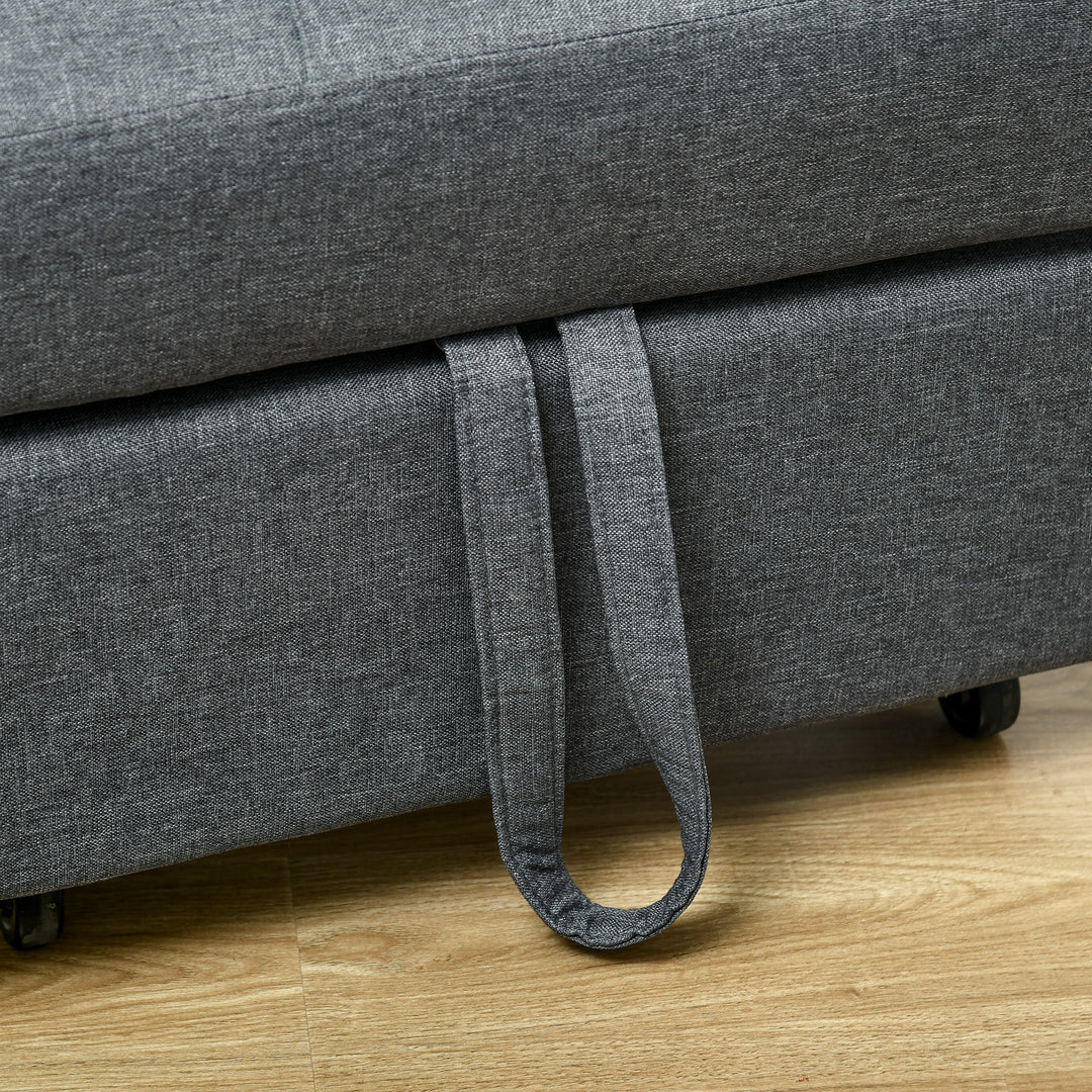 Convertible Chair Bed with Padding Seat, 4-in-1 Multi-Functional Sleeper Sofa Bed, Recliner with Adjustable Backrest, Side Pocket, Wheels and Pillow, for Living Room, Grey