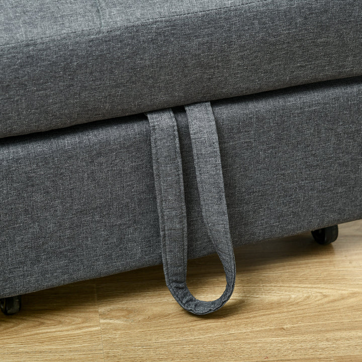Convertible Chair Bed with Padding Seat, 4-in-1 Multi-Functional Sleeper Sofa Bed, Recliner with Adjustable Backrest, Side Pocket, Wheels and Pillow, for Living Room, Grey