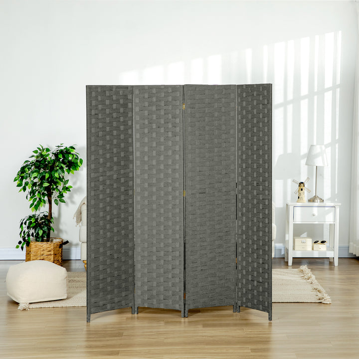 MCL 4-Panel Room Dividers, Wave Fibre Freestanding Folding Privacy Screen Panels, Partition Wall Divider for Indoor Bedroom Office, 170 cm, Grey