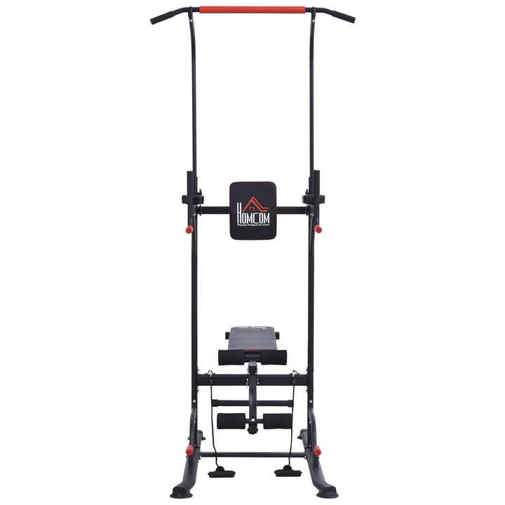 HOMCOM Steel Strength Training Power Tower Pull Up Station Black/Red | Aosom UK