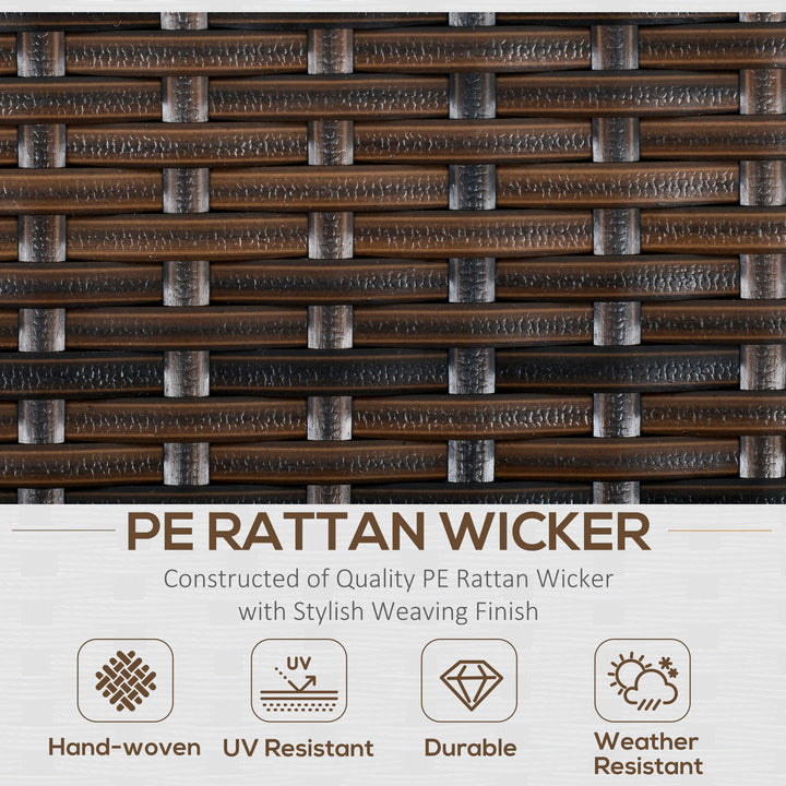 Six-Piece Rattan Sofa Set, with Glass-Top Table - Mixed Brown