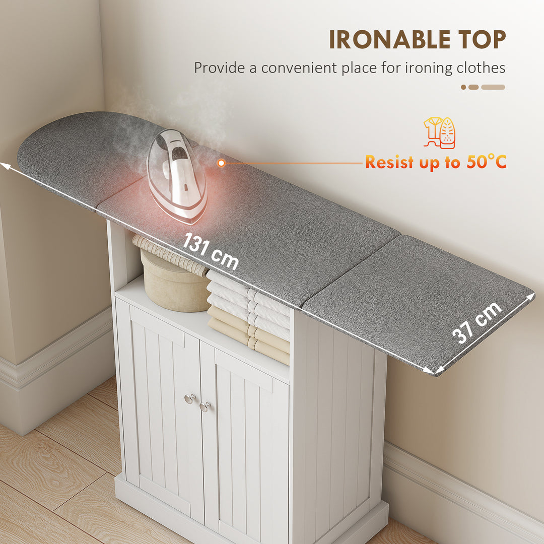 Ironing Board Cabinet on Wheels with Foldable Top, Mobile Storage - view 4