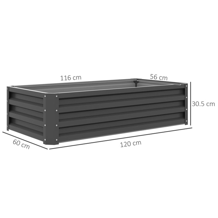 Rectangle Raised Garden Bed Box with Weatherized Steel Frame for Vegetables, Flowers, & Herbs, 120 cm x 60 cm x 30.5 cm, Light Grey