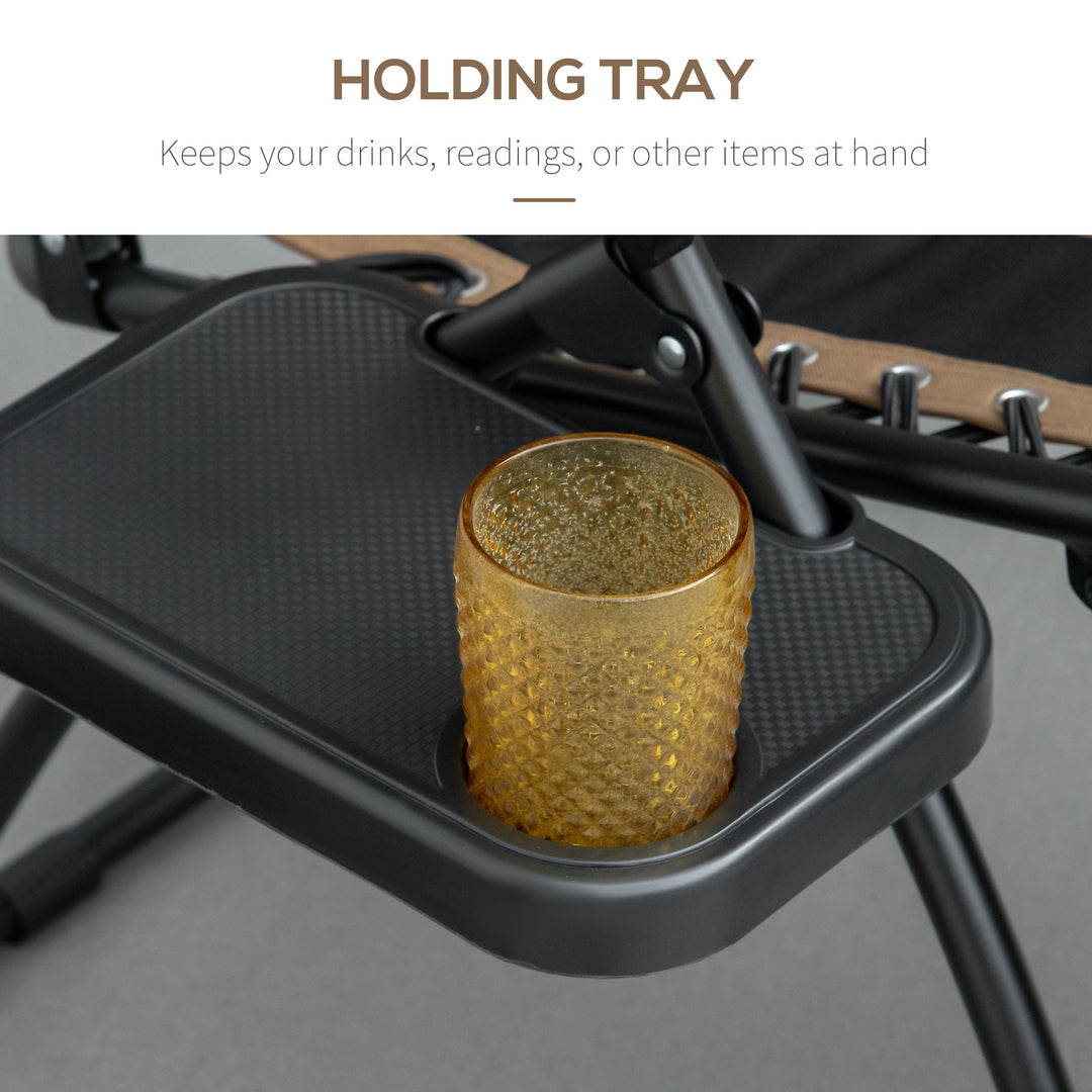 MCL Zero Gravity Lounger Chair, Folding Reclining Patio Chair with Shade Cover, Padded Seat, Cup Holder, Soft Cushion and Headrest for Poolside, Camping, Coffee