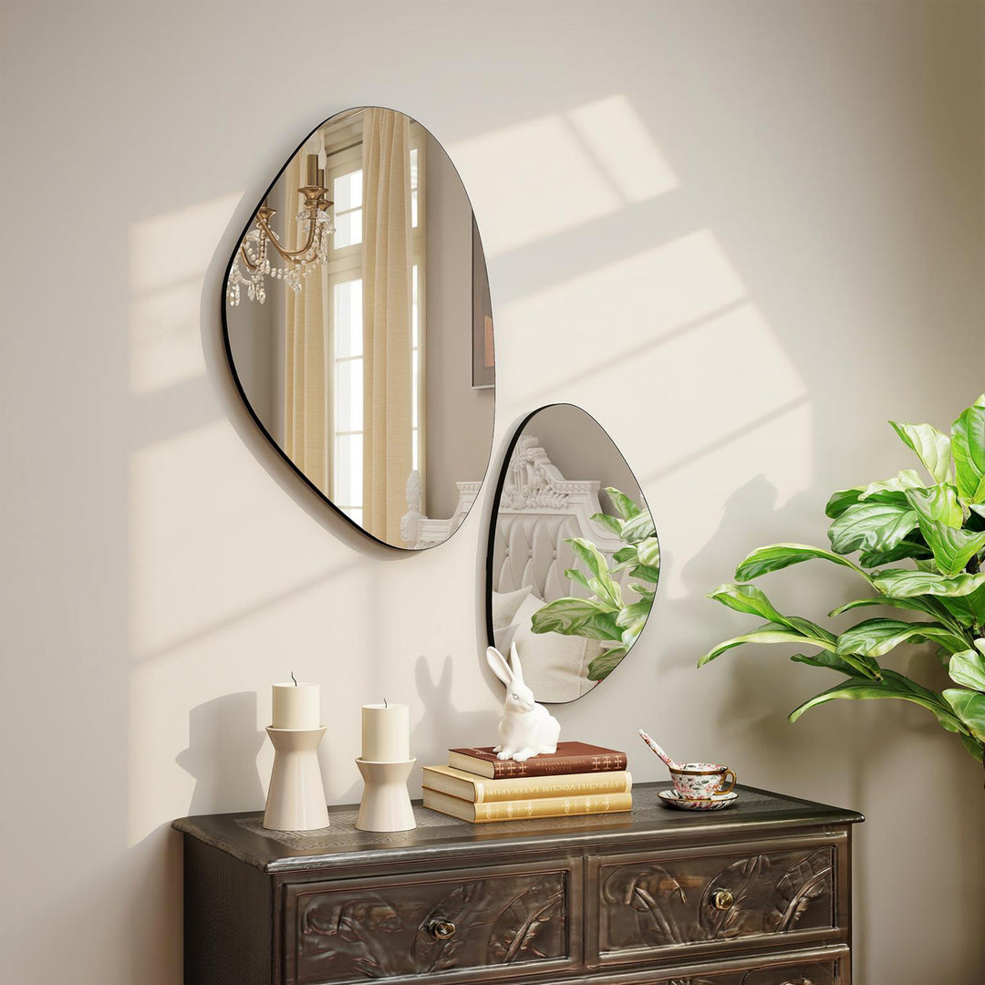 Set of 2 Pebble-Shaped Wall Mirror