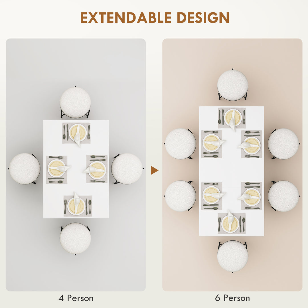 Extending Six-Person High Gloss Dining Table - White