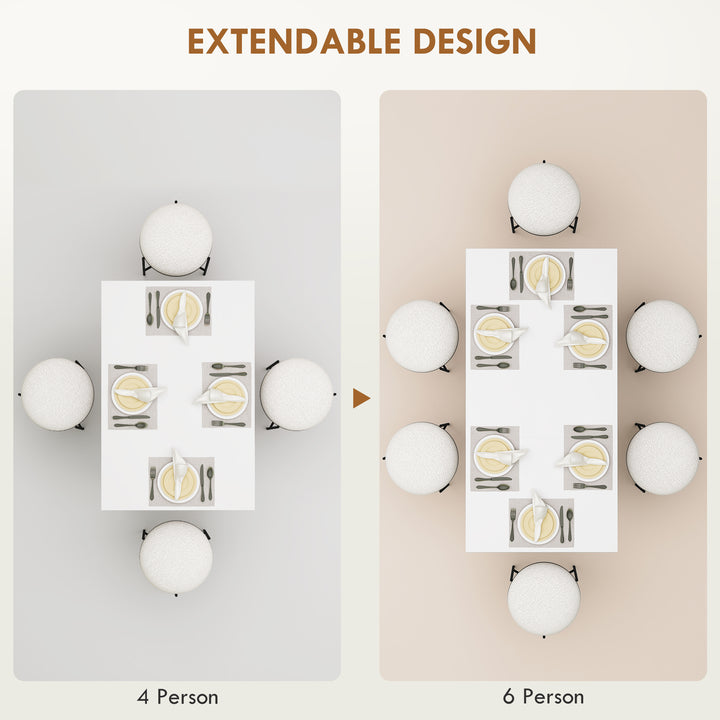 Extending Six-Person High Gloss Dining Table - White