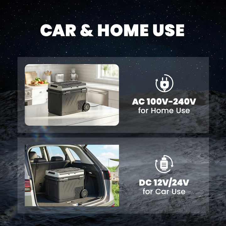 49L Compressor Car Fridge Freezer, Dual Zone Camping Refrigerator with