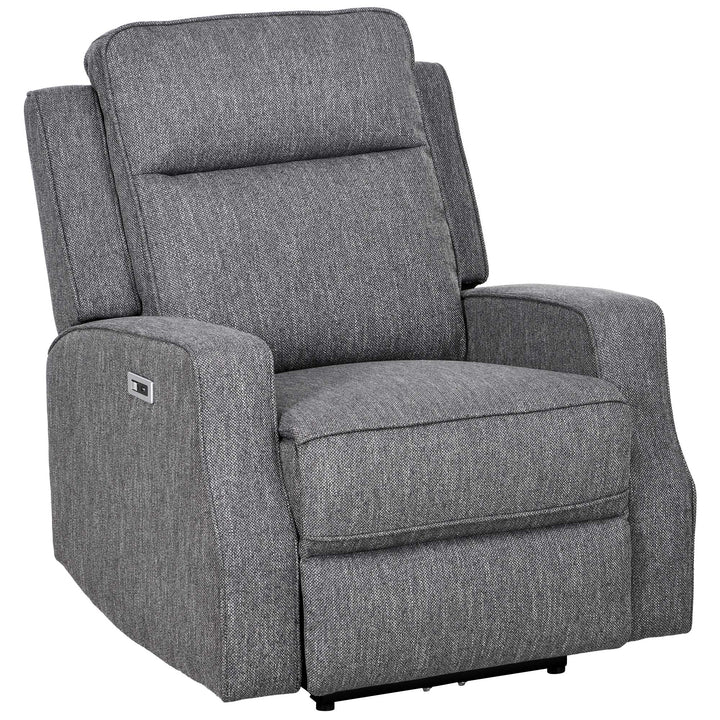 150° Electric Reclining Chair, with USB port and Footrest - Charcoal Grey
