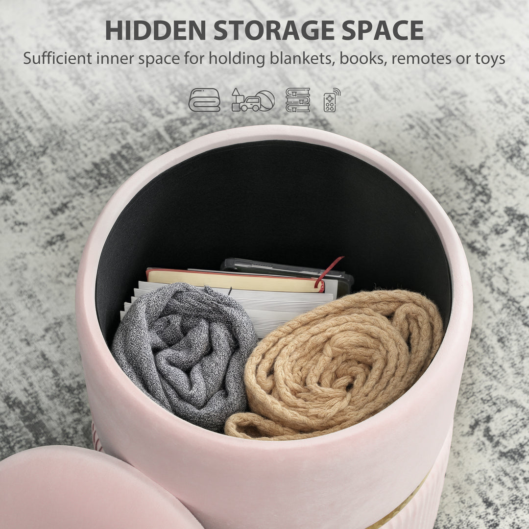 MCL Velvet-Feel Storage Ottoman - Pink