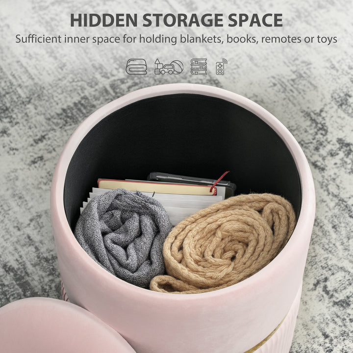 MCL Velvet-Feel Storage Ottoman - Pink