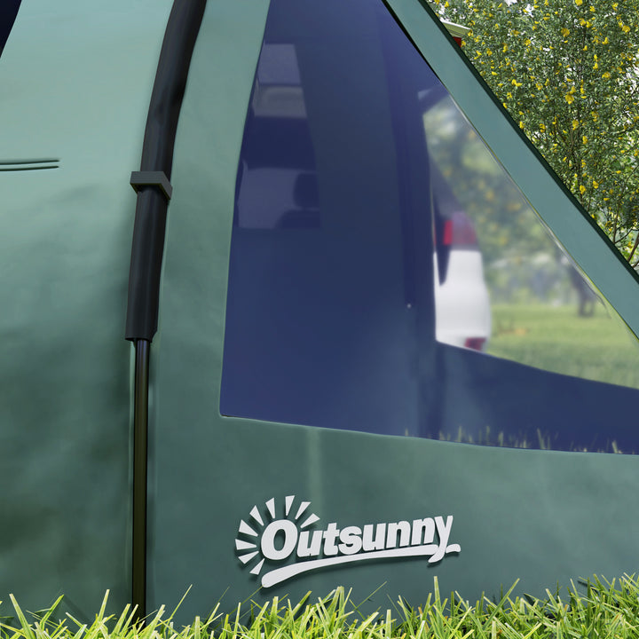 Two Room Tunnel Tent Camping Tent for 3-4 Man with Windows, Covers, Carry Bag, for Fishing, Hiking, Sports, Green