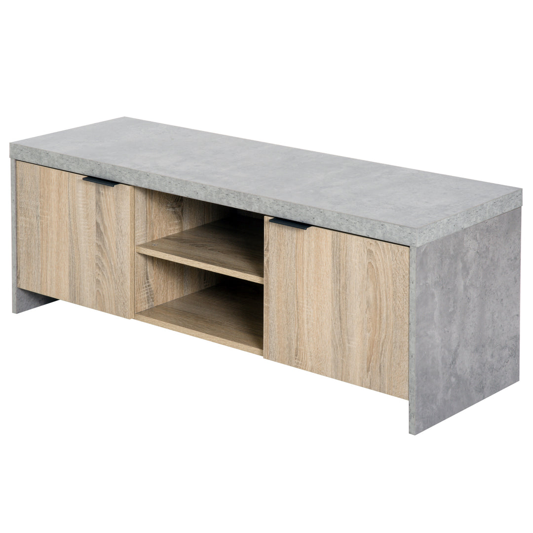 TV Stand for TV up to 55", 2 Doors TV Cabinet with Open Shelves, TV Unit TV Table for Living Room Bedroom Entertainment Room, 120L x 40W x 44H, Grey