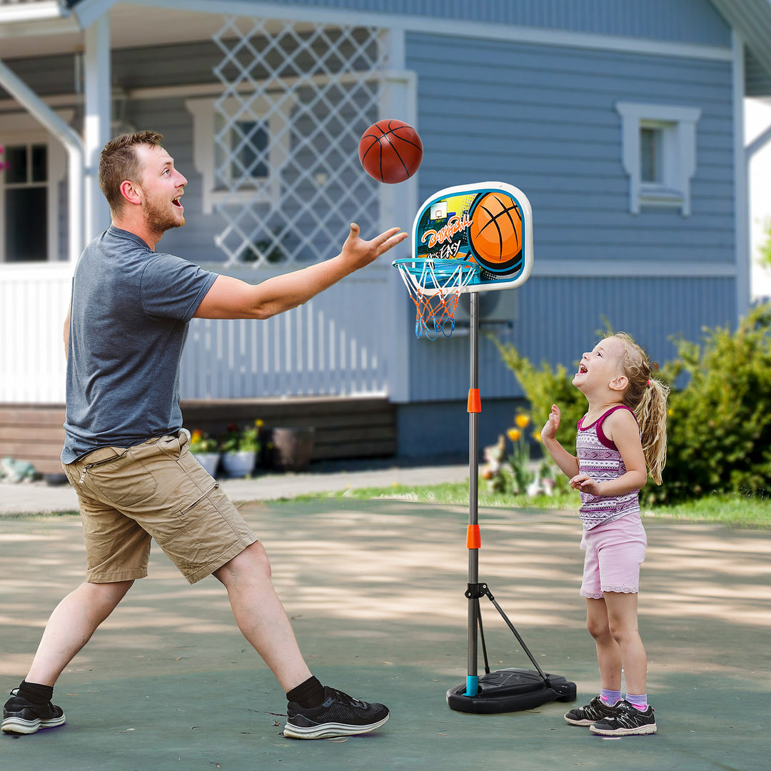 HOMCOM Kids Basketball Hoop: Height-Adjustable Aluminium Stand, Active Play Encourager with Ball | Aosom UK